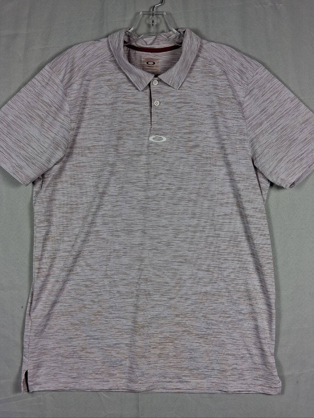 Oakley Gravity Polo Shirt Mens L Center Logo White Burgundy Golf Performance